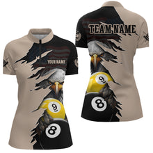 Load image into Gallery viewer, Personalized American Flag Eagle 8 &amp; 9 Billiard Jersey for Women Billiard Shirt Polo &amp; 1/4 Zip NNT38