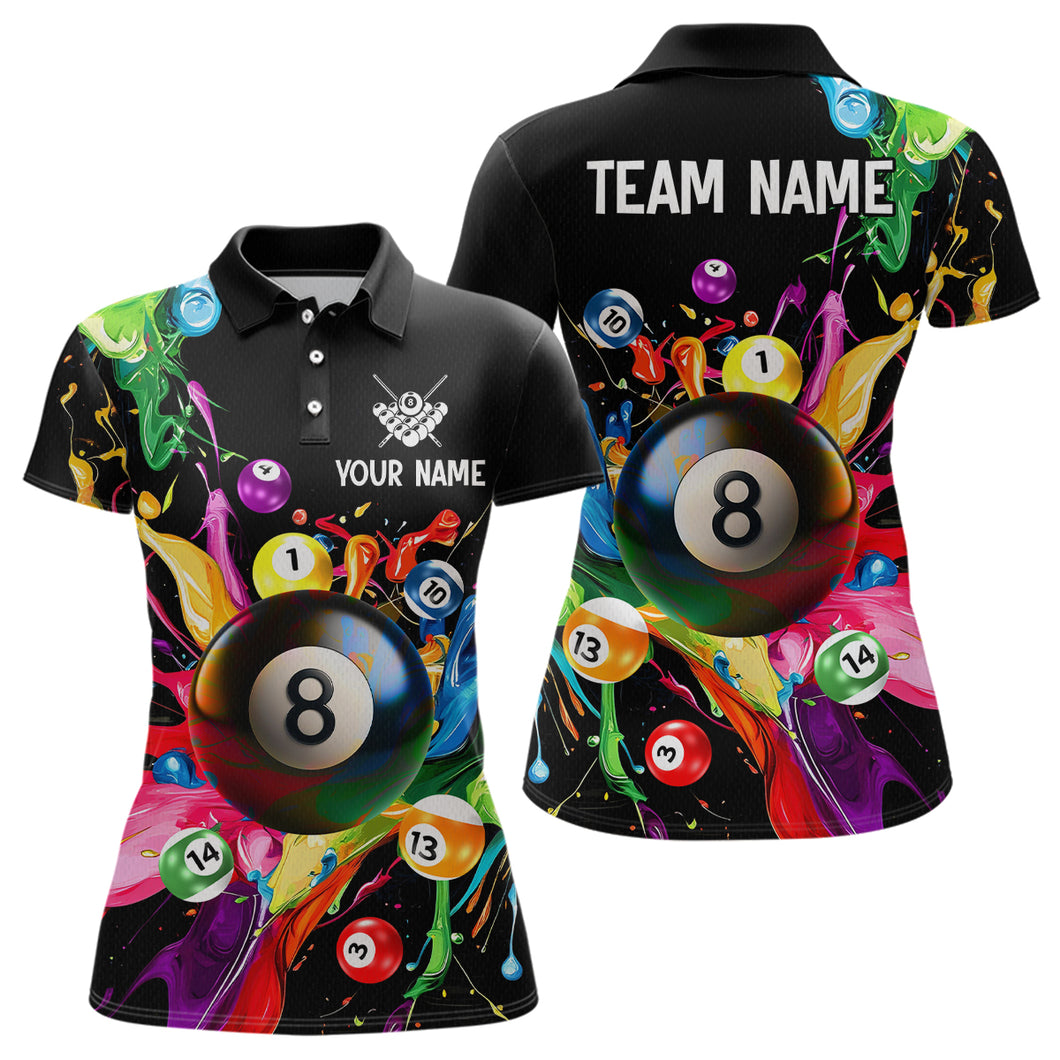 Colorful Ball Billiard Jersey Personalized Billiard Shirt for Women, Billiard Team Jersey Polo & 1/4 Zip NNT31