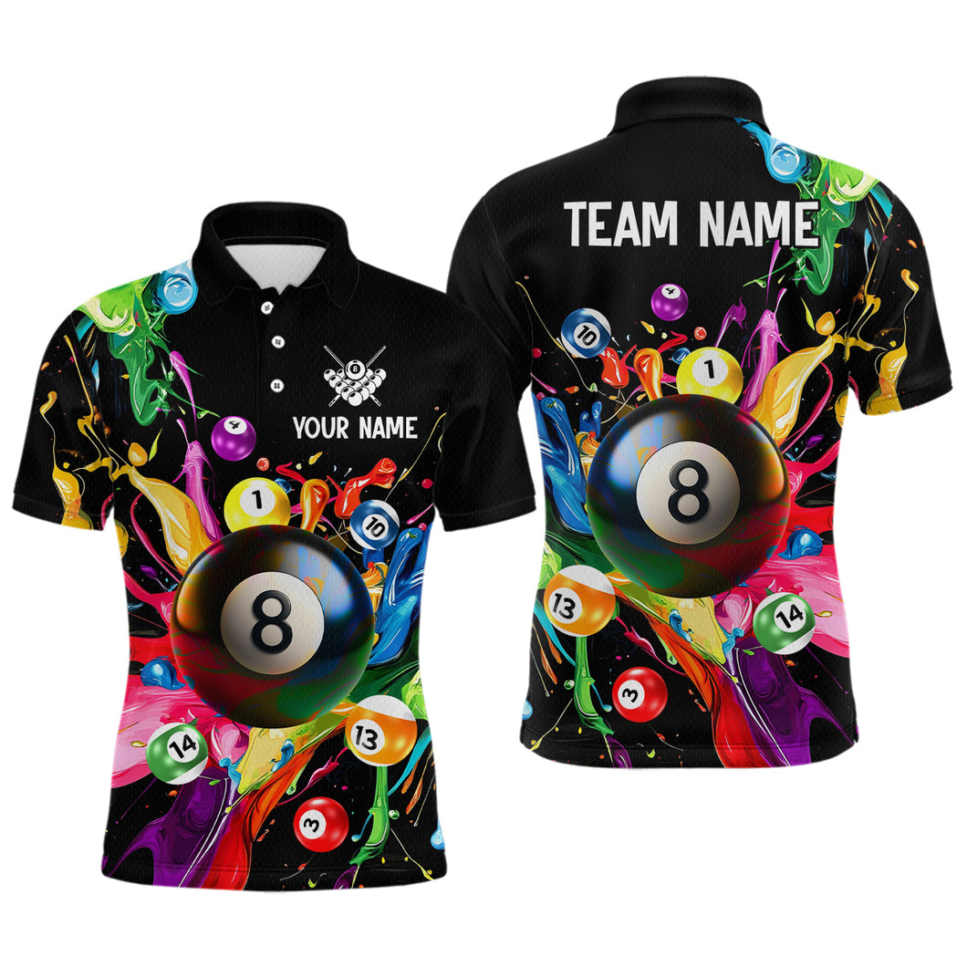Colorful Ball Billiard Jersey Personalized Billiard Shirt for Men, Billiard Team Jersey Polo & 1/4 Zip NNT31