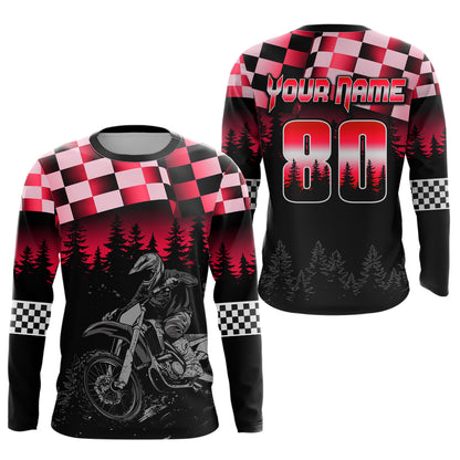 Red Motocross Jersey Dirt Bike Jersey Kid Adult UPF30+ Custom Motocross Racing Jersey DNT56