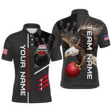 Load image into Gallery viewer, Personalized US Flag Eagle Bowling Shirt Bowling Jersey for Men Polo &amp; 1/4 Zip Shirt Team League HNT24