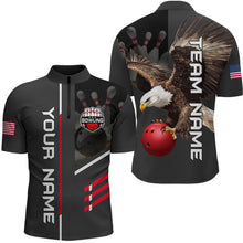 Load image into Gallery viewer, Personalized US Flag Eagle Bowling Shirt Bowling Jersey for Men Polo &amp; 1/4 Zip Shirt Team League HNT24