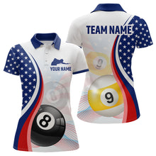 Load image into Gallery viewer, US Flag Billiard Shirt 8 9 Ball Billiard Jersey Women Performance Billiard Shirt for Women Team Polo &amp; 1/4 Zip NNT15