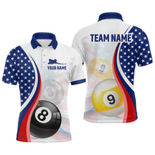 Load image into Gallery viewer, US Flag Billiard Shirt 8 9 Ball Billiard Jersey Billiard Shirt for Men Polo &amp; 1/4 Zip NNT15