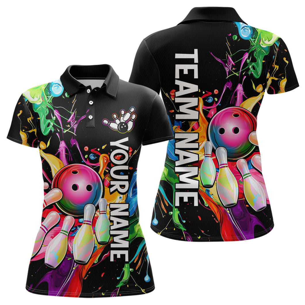 Colorful Bowling Shirt Bowling Jersey Women Personalized Bowling Team Jersey Polo & 1/4 Zip HNT33