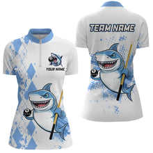 Load image into Gallery viewer, Personalized Blue Shark Billiard Team Jerseys Billiard Shirts for Women Polo &amp; 1/4 Zip Shirts NNT39