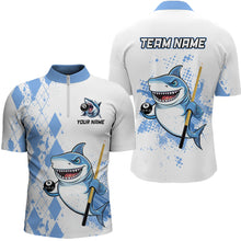 Load image into Gallery viewer, Personalized Blue Shark Billiard Team Jerseys Billiard Shirts for Men Polo &amp; 1/4 Zip Shirts NNT39