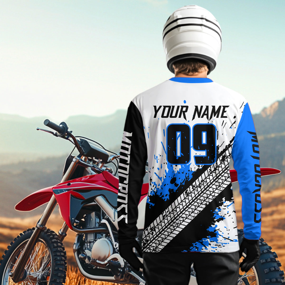 Blue Motocross Shirts Racing UPF30+Custom Dirt Bike Jersey Off-Road Shirt Kid Men Women DNT73