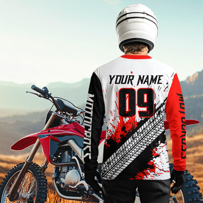 Red Motocross Shirts Racing UPF30+Custom Dirt Bike Jersey Off-Road Shirt Kid Men Women DNT73