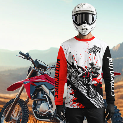 Red Motocross Shirts Racing UPF30+Custom Dirt Bike Jersey Off-Road Shirt Kid Men Women DNT73