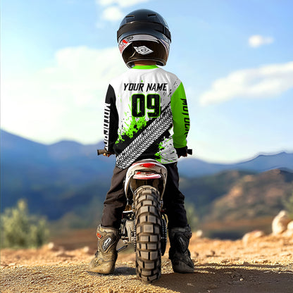 Green Motocross Shirts Racing UPF30+Custom Dirt Bike Jersey Off-Road Shirt Kid Men Women DNT73