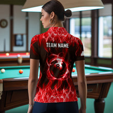 Load image into Gallery viewer, Red Flaming 8 Ball Pool Shirts Women Billiard Polo &amp; 1/4 Zip Shirts Billiard Team Jerseys NNT10