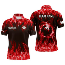 Load image into Gallery viewer, Red Flaming 8 Ball Pool Shirts Men Billiard Polo &amp; 1/4 Zip Shirts Billiard Team Jerseys NNT10