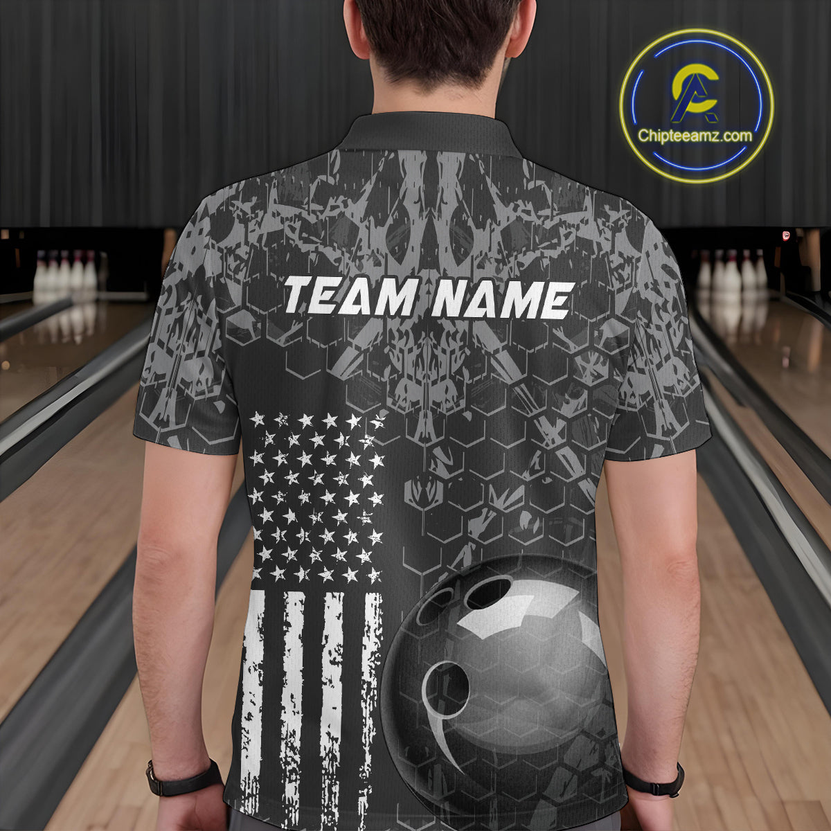 Custom Eagle US Flag Bowling Men Bowling Shirt Polo & Quarter-Zip Bowling Team Jerseys HNT87