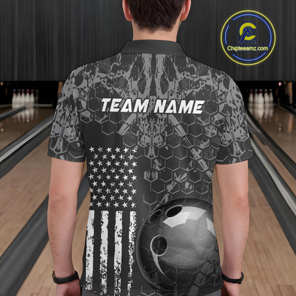 Custom Eagle US Flag Bowling Men Bowling Shirt Polo & Quarter-Zip Bowling Team Jerseys HNT87