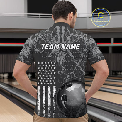 Custom Eagle US Flag Bowling Men Bowling Shirt Polo & Quarter-Zip Bowling Team Jerseys HNT87