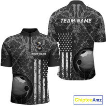 Load image into Gallery viewer, Custom Eagle US Flag Bowling Men Bowling Shirt Polo &amp; Quarter-Zip Bowling Team Jerseys HNT87