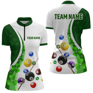 St Patrick Day Funny Ball Billiards Shirt Women Polo & 1/4 Zip Shirts Billiard Team NNT16