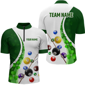 St Patrick Day Funny Ball Billiards Shirt Men Polo & 1/4 Zip Shirts Billiard Team NNT16
