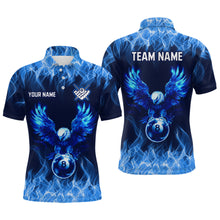 Load image into Gallery viewer, Personalized Blue Eagle Flaming 8 Ball Pool Bliiard Polo &amp; 1/4 Zip, Billiard Shirt for Men Team NNT36
