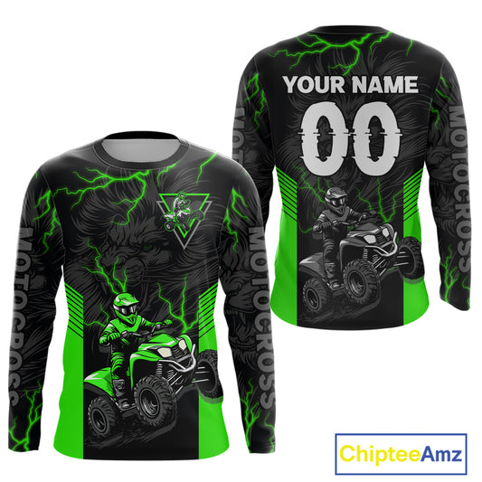 Custom Green Lion ATV Motocross Jersey Racing Shirts Off-Road Jersey Kid Men Women UPF30+ DNT24