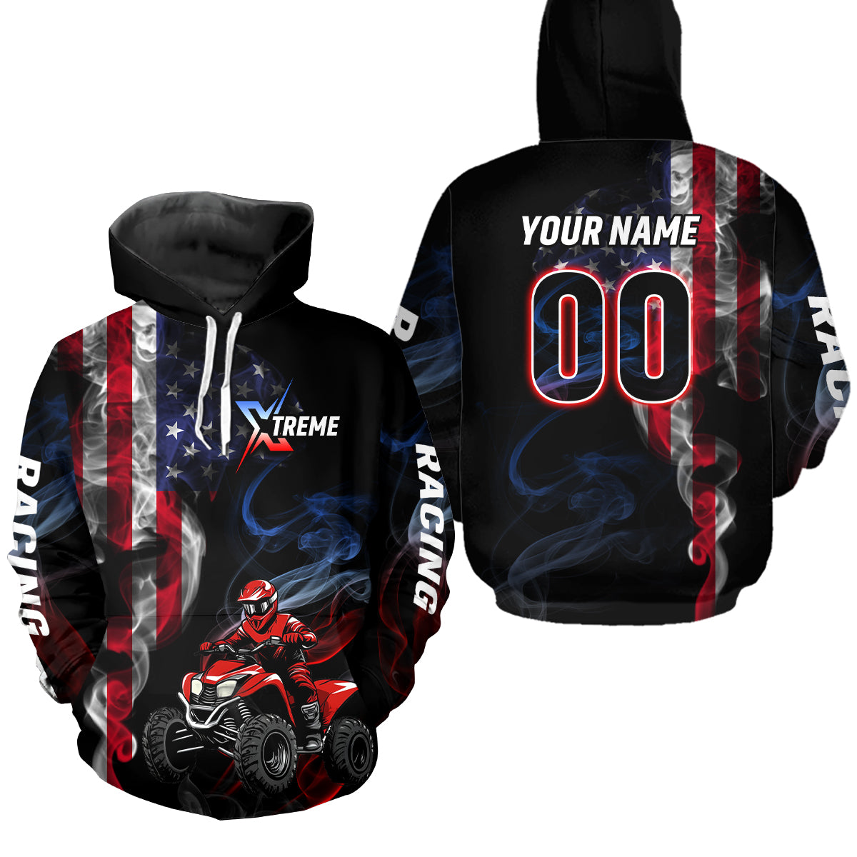 US Flag ATV Motocross Hoodie Custom ATV Off-Road Quad Bike Hoodie for Men Women HOT26