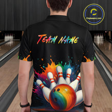 Load image into Gallery viewer, Custom Funny Colorful Bowling Jersey for Men Bowling Uniform Polo &amp; 1/4 Zip Bowling Team Shirts HNT116