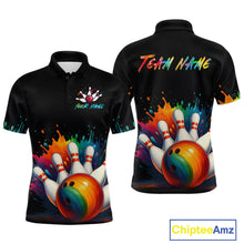 Load image into Gallery viewer, Custom Funny Colorful Bowling Jersey for Men Bowling Uniform Polo &amp; 1/4 Zip Bowling Team Shirts HNT116