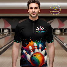 Load image into Gallery viewer, Custom Funny Colorful Bowling Jersey for Men Bowling Uniform Polo &amp; 1/4 Zip Bowling Team Shirts HNT116