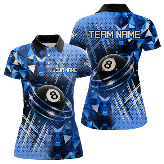 Blue Billiard Shirt 8 Ball Billiard Jersey for Women Billiard Gifts for Women Polo & 1/4 Zip NNT25
