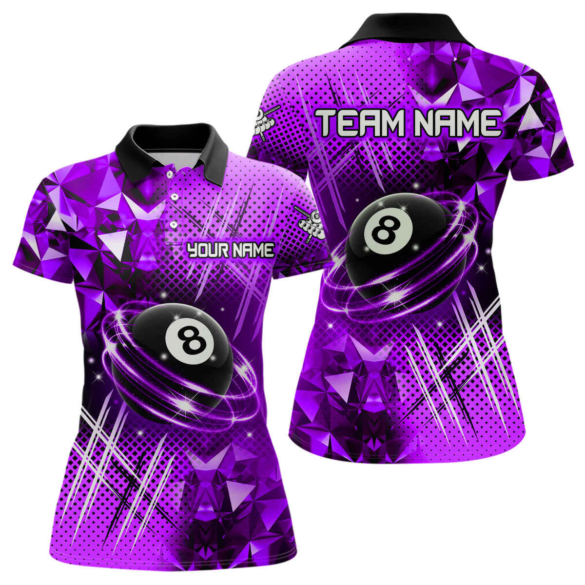 Purple Billiard Shirt 8 Ball Billiard Jersey for Women Billiard Gifts for Women Polo & 1/4 Zip NNT25