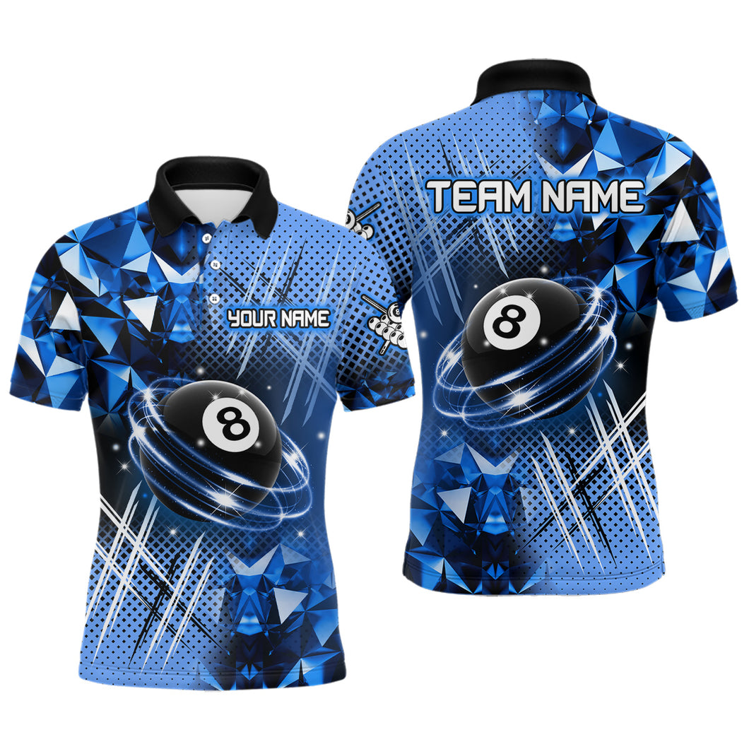 Blue Billiard Shirt 8 Ball Billiard Jersey for Men Billiard Gifts for Men Polo & 1/4 Zip NNT25