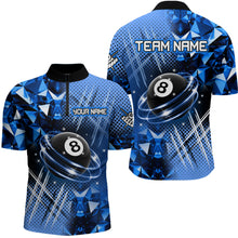Load image into Gallery viewer, Blue Billiard Shirt 8 Ball Billiard Jersey for Men Billiard Gifts for Men Polo &amp; 1/4 Zip NNT25