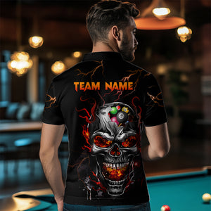 Personalized Thunder Skull Billiard Jerseys Men Polo & 1/4 Zip Shirt Funny Skull 8 Ball Pool Billiard for Men Team NNT03