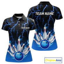 Load image into Gallery viewer, Blue Thunder Bowling Custom Women Bowling Shirt Polo &amp; Quarter-Zip Bowling Team Shirts HNT71