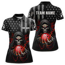 Load image into Gallery viewer, Skull Bowling Shirts Custom Name Bowling Jersey for Women Polo &amp; Quarter Zip Team Bowling Shirts Unisex HNT04