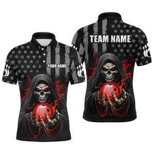 Skull Bowling Shirts Custom Name Bowling Jersey for Men Polo & Quarter Zip Team Bowling Shirts Unisex HNT04