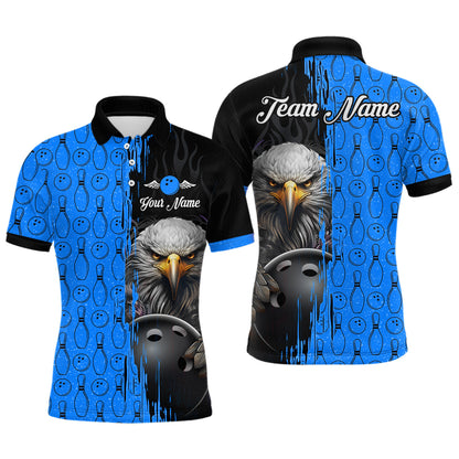 Blue Eagle Bowling Custom Men Bowling Shirt Polo & Quarter-Zip Bowling Team Jerseys HNT49