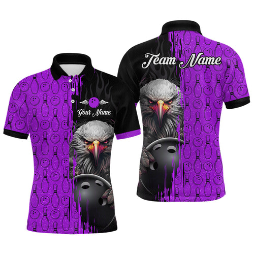 Purple Eagle Bowling Custom Men Bowling Shirt Polo & Quarter-Zip Bowling Team Jerseys HNT49