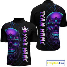 Load image into Gallery viewer, Purple Skull Bowling Custom Men Bowling Shirt Polo &amp; Quarter-Zip Bowling Team Jerseys HNT51