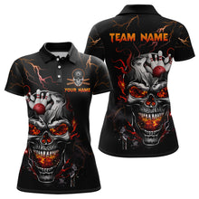 Load image into Gallery viewer, Personalized Thunder Bowling Jerseys Women Polo &amp; 1/4 Zip Shirt Funny Skull Bowling Shirt for Women Bowling Jersey HNT01