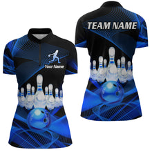 Load image into Gallery viewer, Blue Bowling Custom Women Bowling Shirt Polo &amp; Quarter-Zip Bowling Team Jerseys HNT53