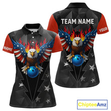 Load image into Gallery viewer, Eagle US Flag Bowling Custom Women Bowling Shirt Polo &amp; Quarter-Zip Bowling Team Jerseys HNT67