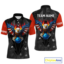 Load image into Gallery viewer, Eagle US Flag Bowling Custom Men Bowling Shirt Polo &amp; Quarter-Zip Bowling Team Jerseys HNT67