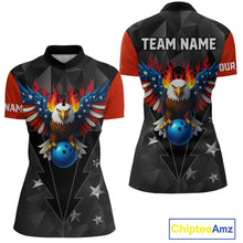 Load image into Gallery viewer, Eagle US Flag Bowling Custom Women Bowling Shirt Polo &amp; Quarter-Zip Bowling Team Jerseys HNT67