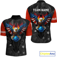 Load image into Gallery viewer, Eagle US Flag Bowling Custom Men Bowling Shirt Polo &amp; Quarter-Zip Bowling Team Jerseys HNT67