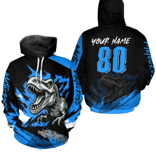 Custom Youth Dinosaur Motocross Hoodie Off-Road Quad Bike Hoodie for Kid Men Women HOT09