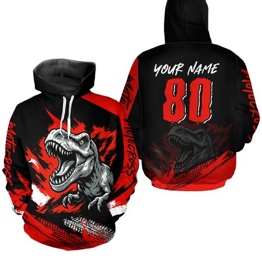 Custom Youth Dinosaur Motocross Hoodie Off-Road Quad Bike Hoodie for Kid Men Women HOT09