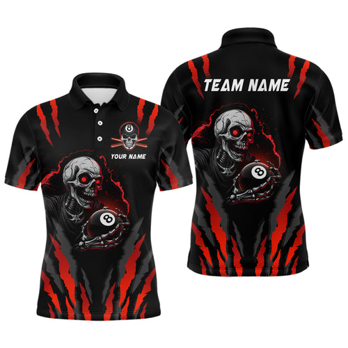 Personalized Skull Billiard Team Jerseys Billiard Shirts for Men Polo & 1/4 Zip Shirts NNT43