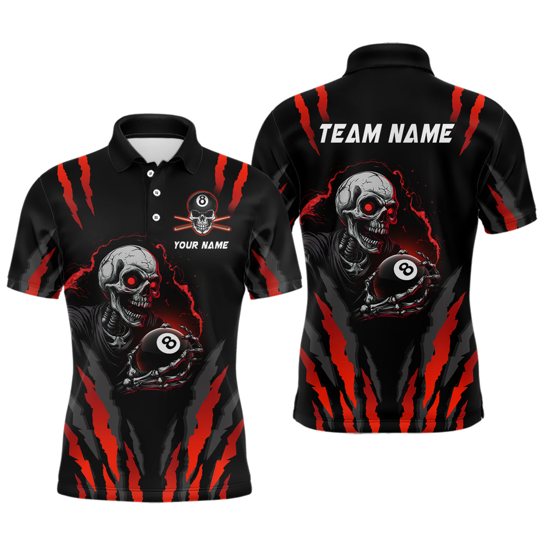 Personalized Skull Billiard Team Jerseys Billiard Shirts for Men Polo & 1/4 Zip Shirts NNT43